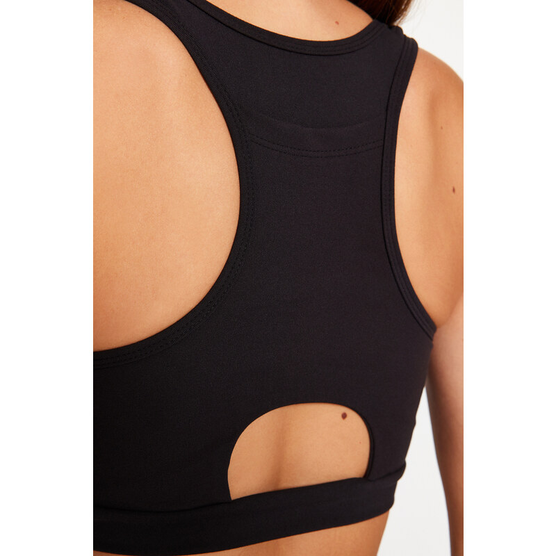 Trendyol Black Medium Support/Shaping Back Pocket Detail Knitted Sports Bra