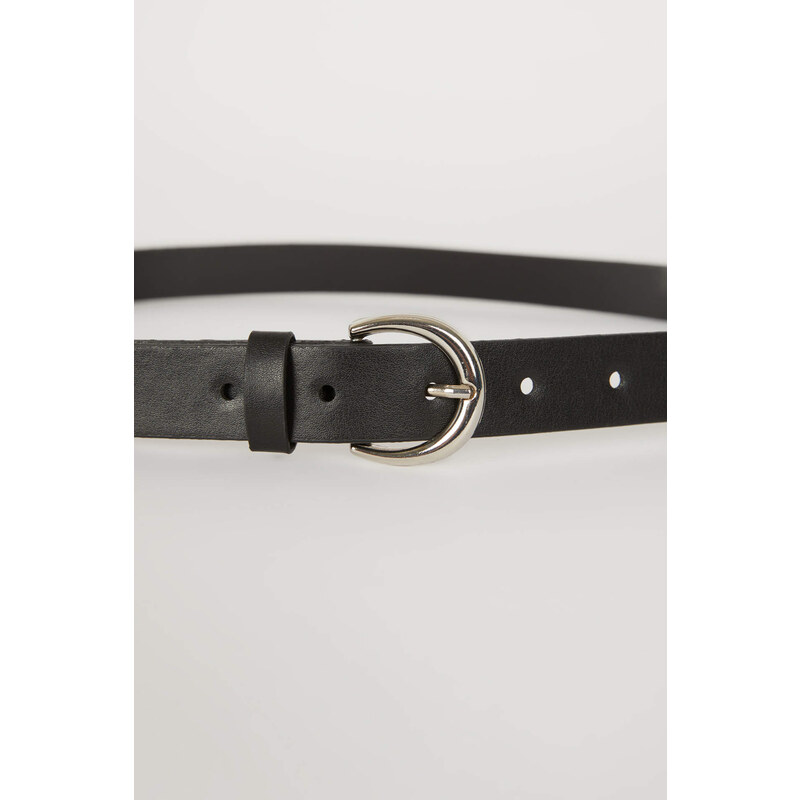 DEFACTO Woman Oval Buckle Faux Leather Classic Belt