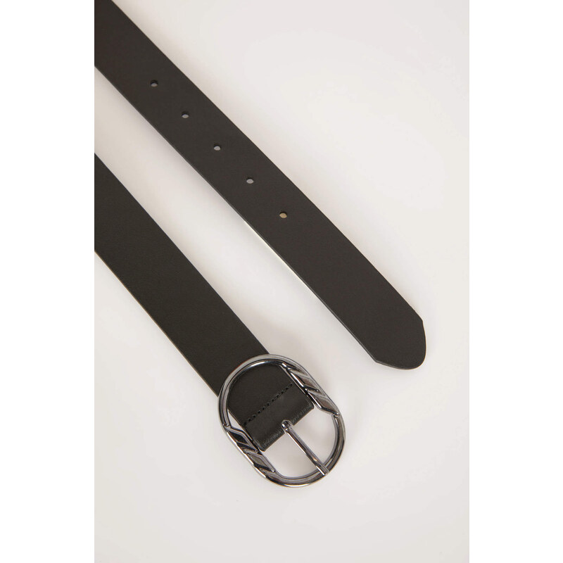 DEFACTO Woman Oval Buckle Faux Leather Classic Belt