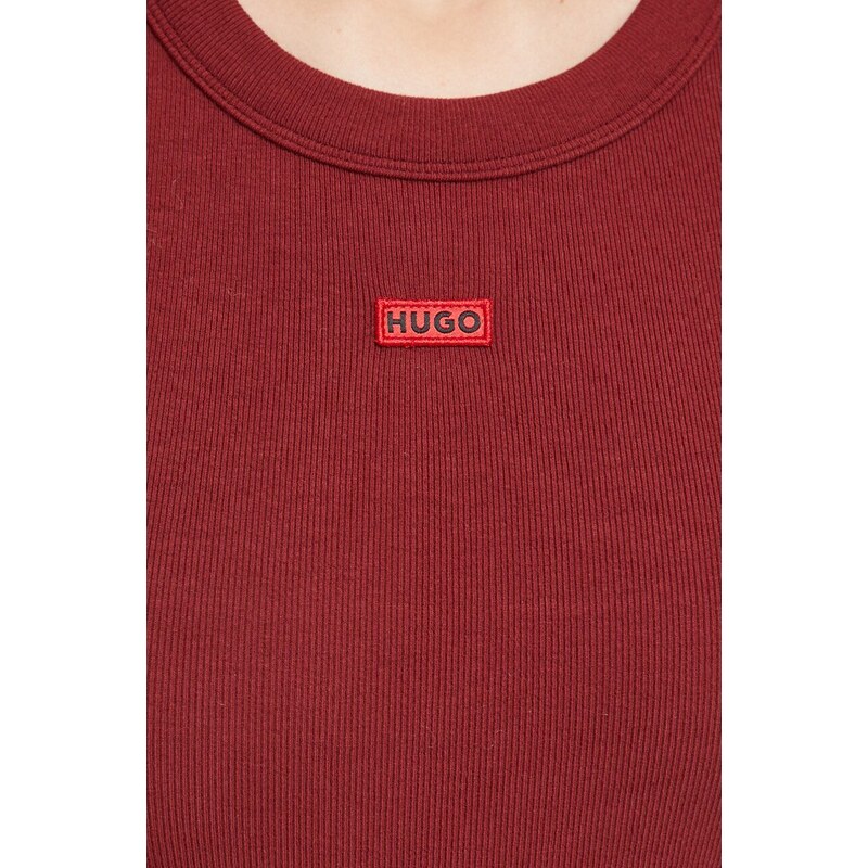 Tričko s dlouhým rukávem HUGO červená barva