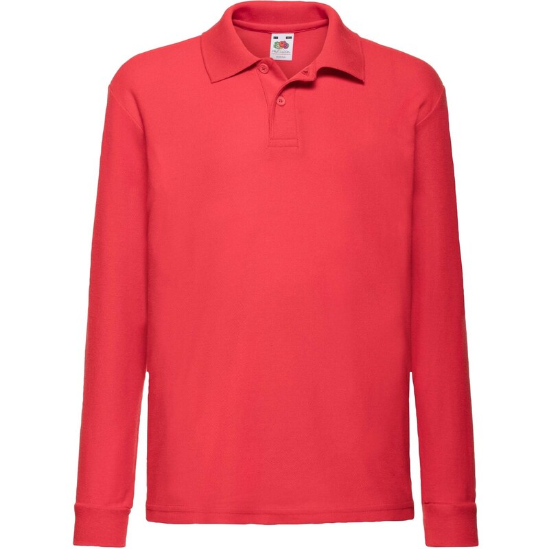 Red Long Sleeve Polo Shirt Fruit of the Loom