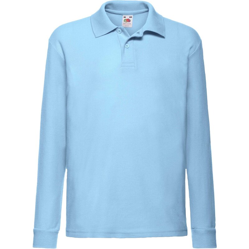 Blue Long Sleeve Polo Shirt Fruit of the Loom