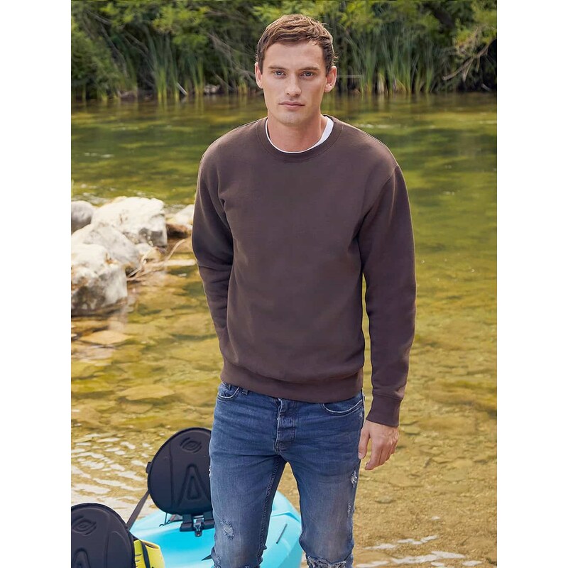 Dark Grey Mens Sweatshirt Set-in Sweat Fruit of the Loom