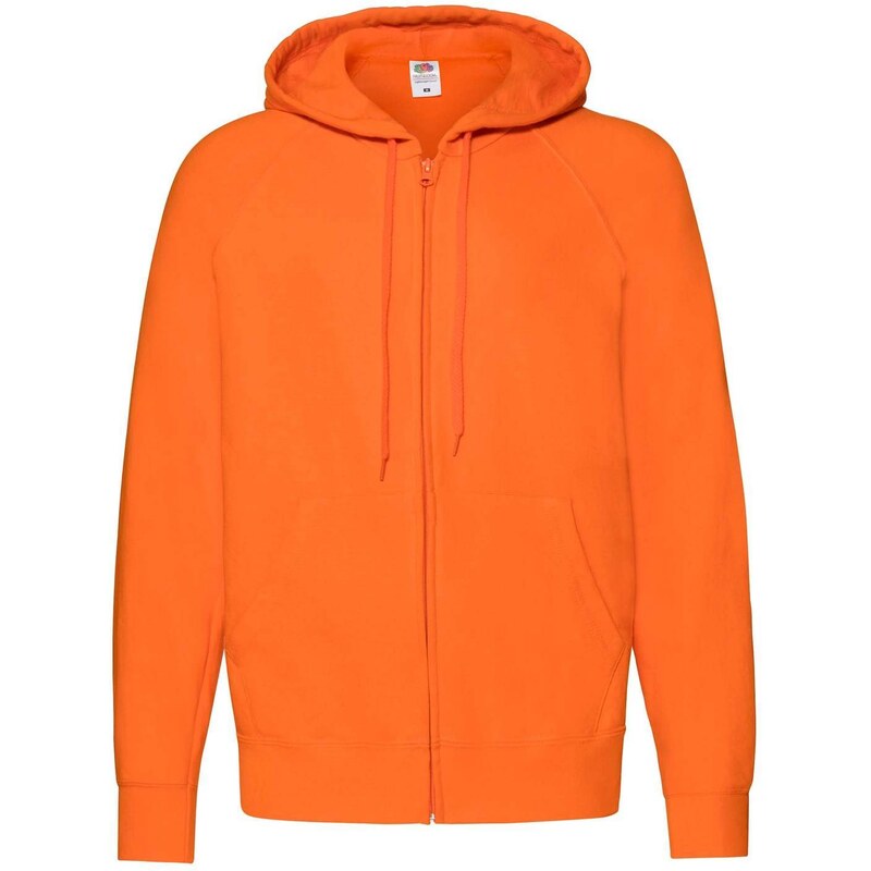 Orange Mens Hoodie Lightweight Zip Thru Hooded Sweat Fruit of