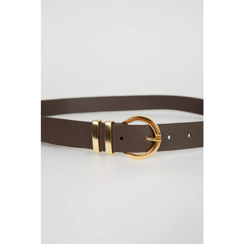 DEFACTO Woman Oval Buckle Faux Leather Classic Belt