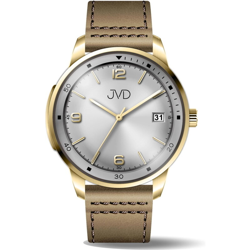 JVD Pánské voděodolné ocelové hodinky s zlatým řemínkem JVD JC417.4