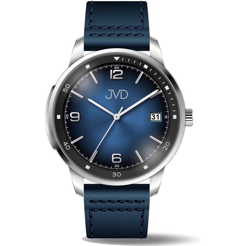 JVD Pánské voděodolné ocelové hodinky s modrým řemínkem JVD JC417.1