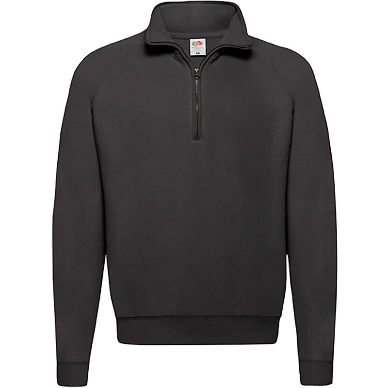 Black Mens Zip Neck Sweatshirt Fruit of the Loom