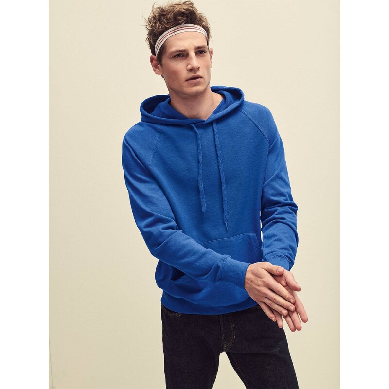 Blue Mens Hooded Hoodie Sweat Fruit of the Loom