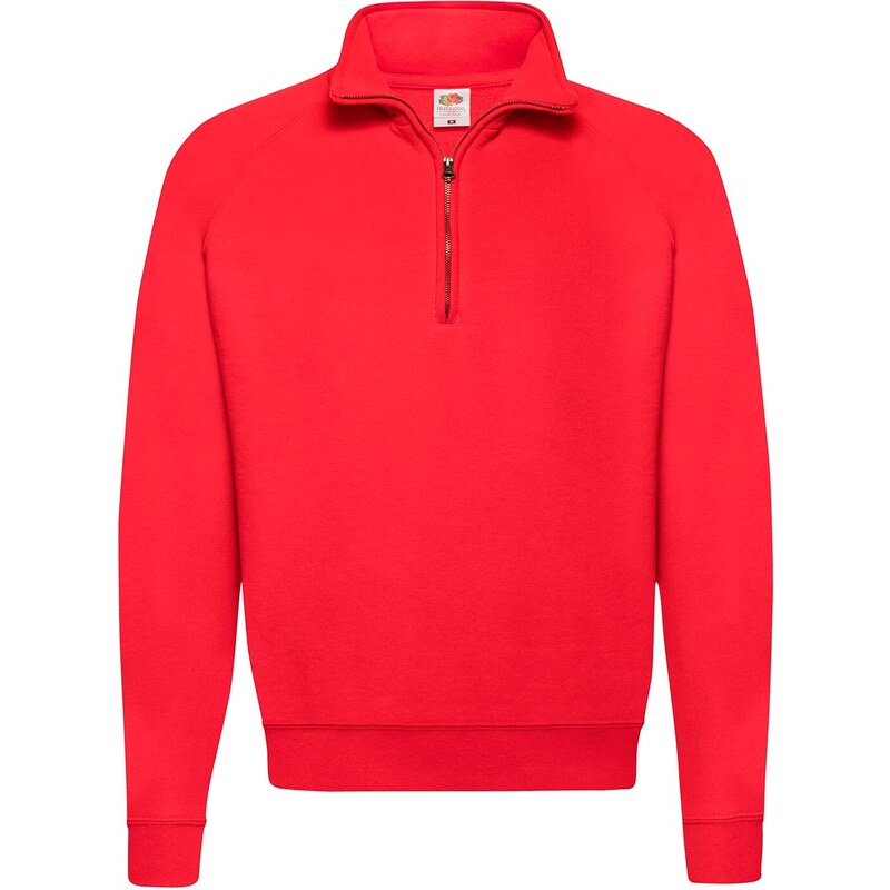 Red Men's Zip Neck Sweat Fruit of the Loom