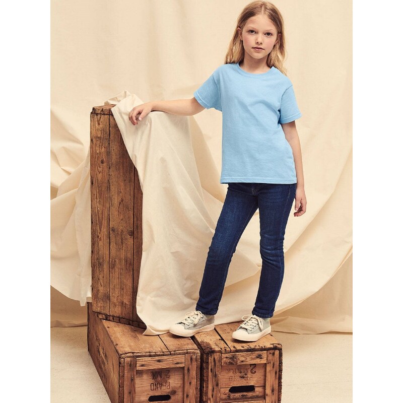 Blue T-shirt for Children Original Fruit of the Loom