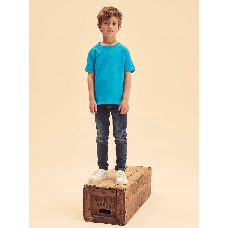 Blue childrens t-shirt in combed cotton Fruit of the Loom 85651316