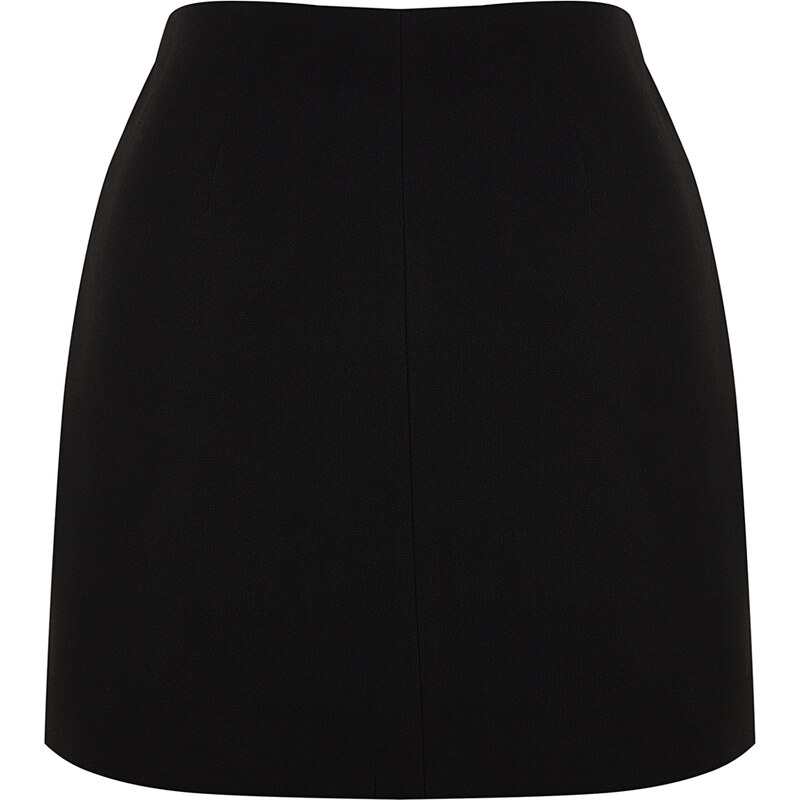 Trendyol X Sagaza Studio Black Wrapped Polyviscon Skirt