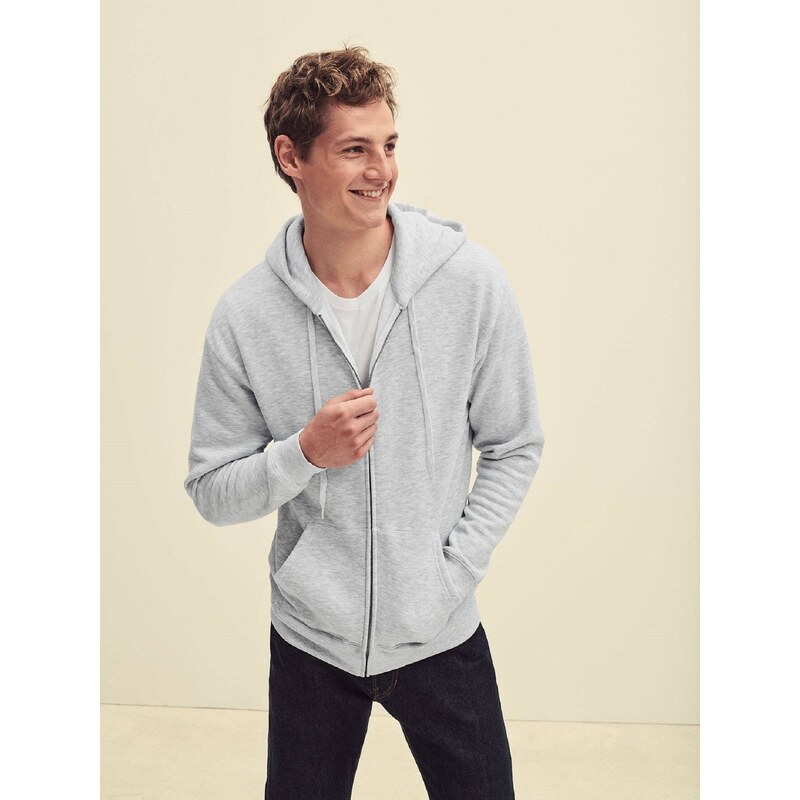 Light grey men's hoodie Premium Fruit of the Loom