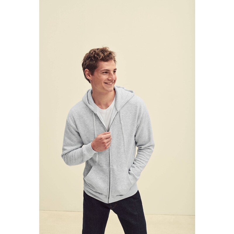 Light grey men's hoodie Premium Fruit of the Loom