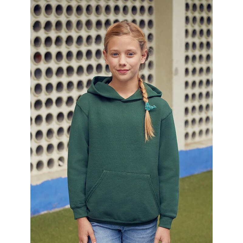 Bottle green childrens sweatshirt Classic kangaroo Fruit of the
