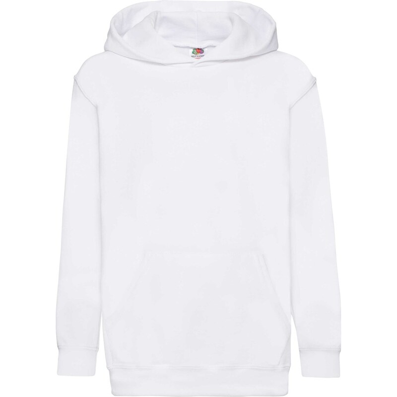 White childrens sweatshirt Classic kangaroo Fruit of the Loom