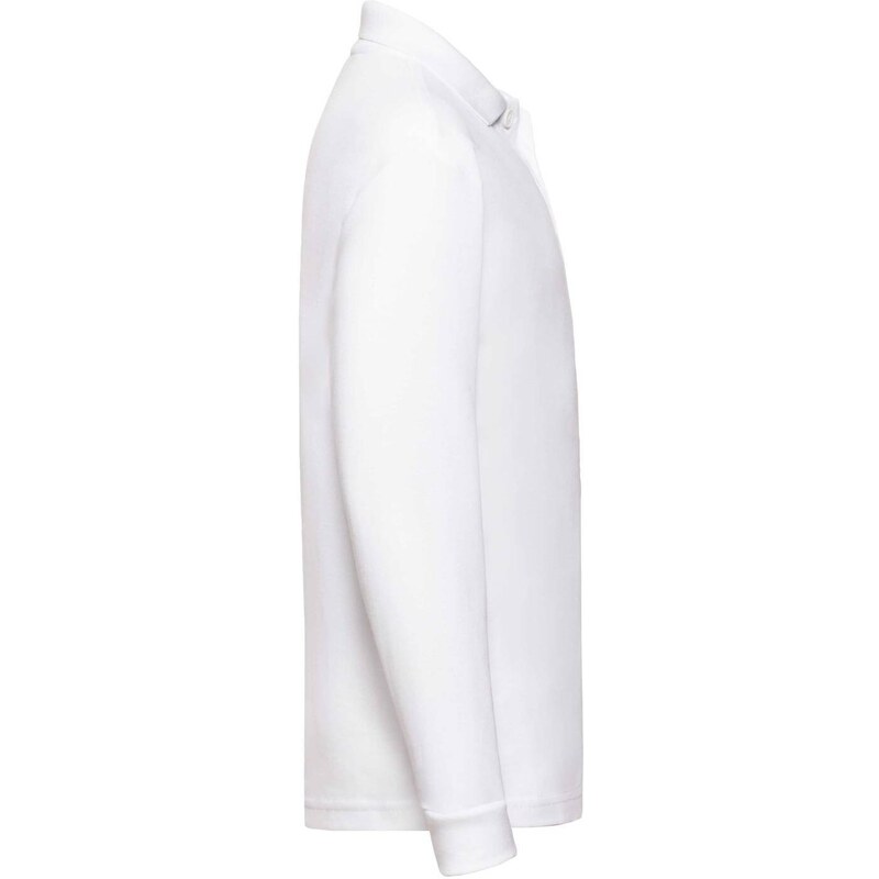 White Long Sleeve Polo Shirt Fruit of the Loom