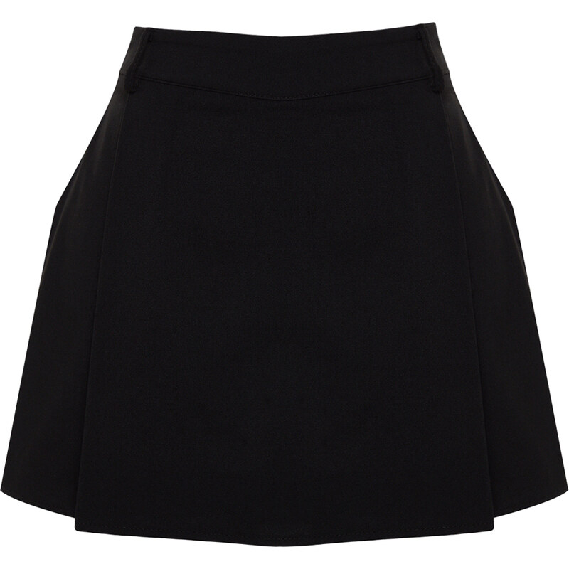 Trendyol Black Premium Quality Pleated Woven Short Skirt