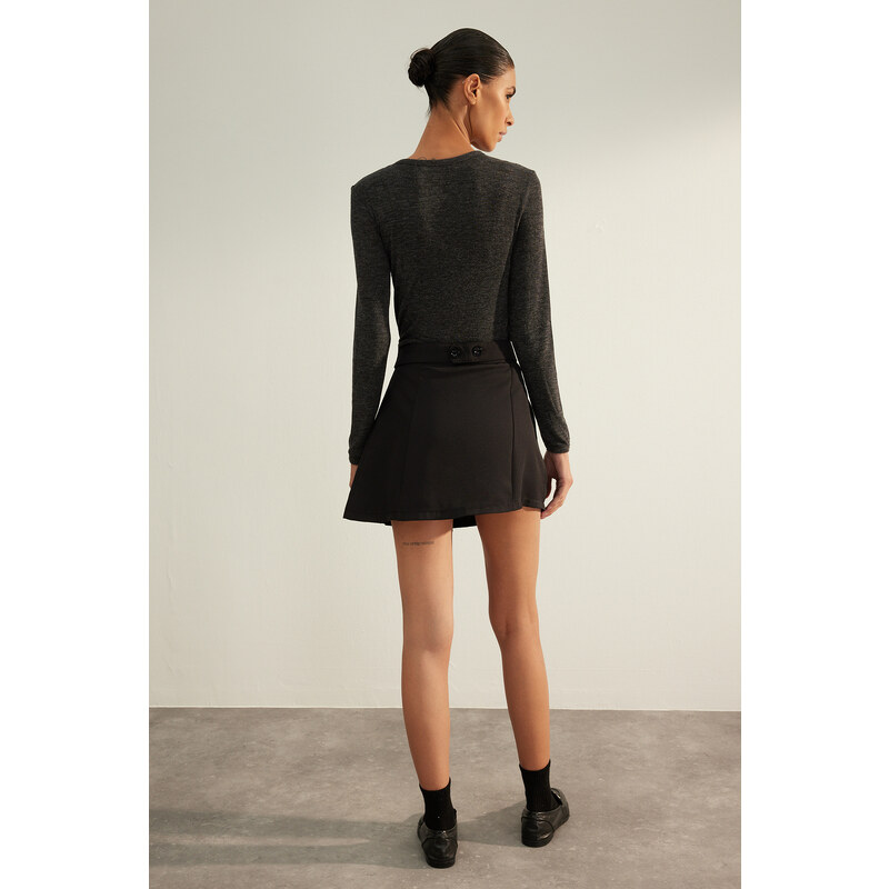 Trendyol Black Premium Quality Pleated Mini Woven Skirt