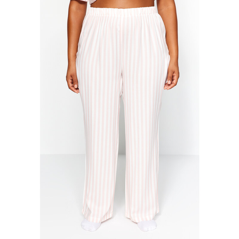 Trendyol Curve Pink Striped Woven Pajamas Set