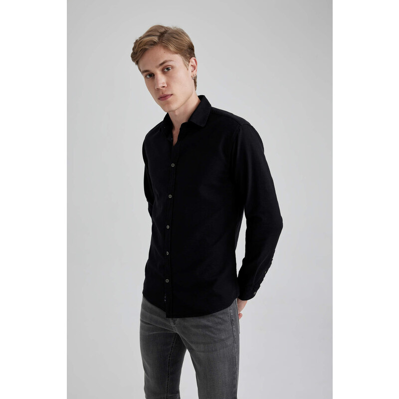 DEFACTO Slim Fit Cotton Long Sleeve Shirt