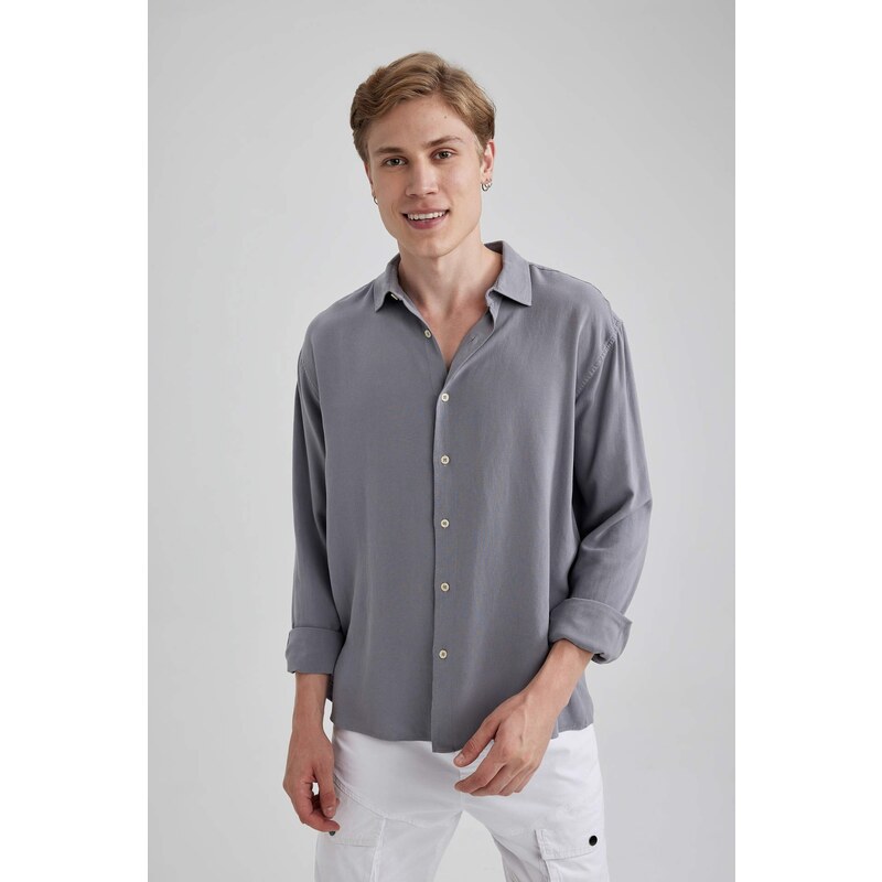 DEFACTO Regular Fit linen Long Sleeve Shirt