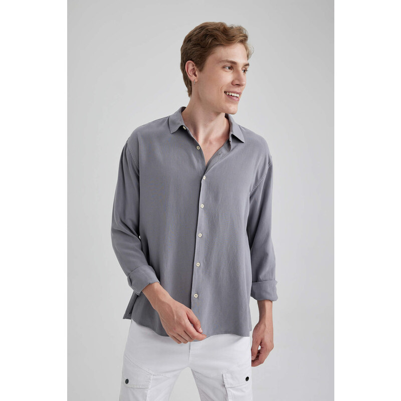 DEFACTO Regular Fit linen Long Sleeve Shirt