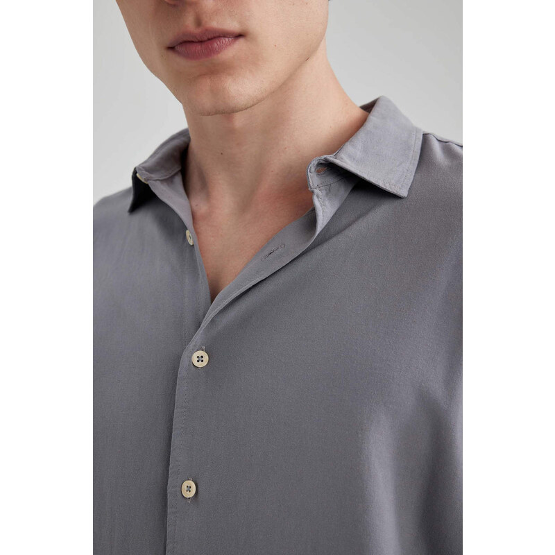 DEFACTO Regular Fit linen Long Sleeve Shirt