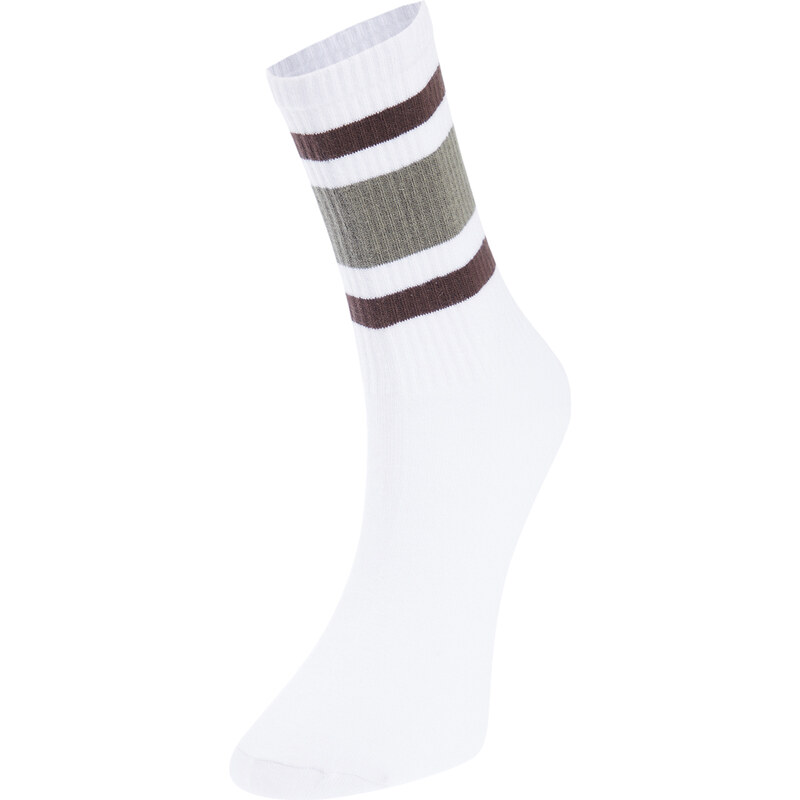 Trendyol 4-Pack White Cotton Striped Socket Socks