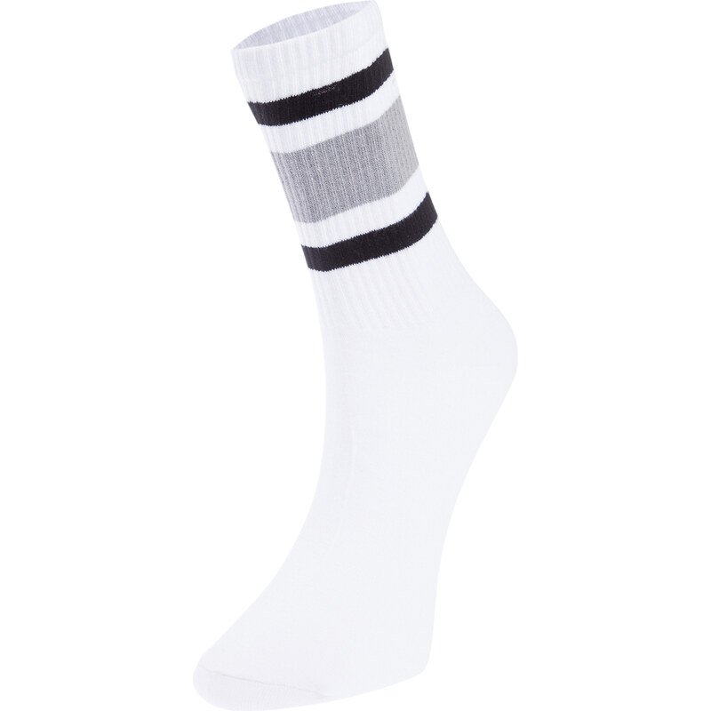 Trendyol 4-Pack White Cotton Striped Socket Socks