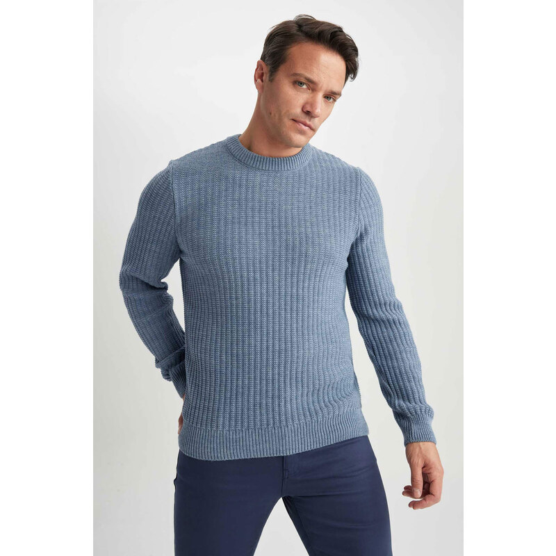 DEFACTO Pletený svetr s kulatým výstřihem Standard Fit