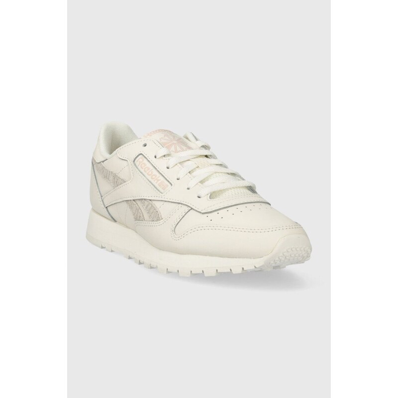 Kožené sneakers boty Reebok CL Leather béžová barva