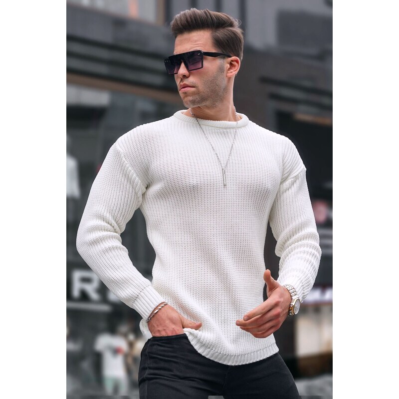 Madmext Bone Color Basic Knitwear Men's Sweater 5990