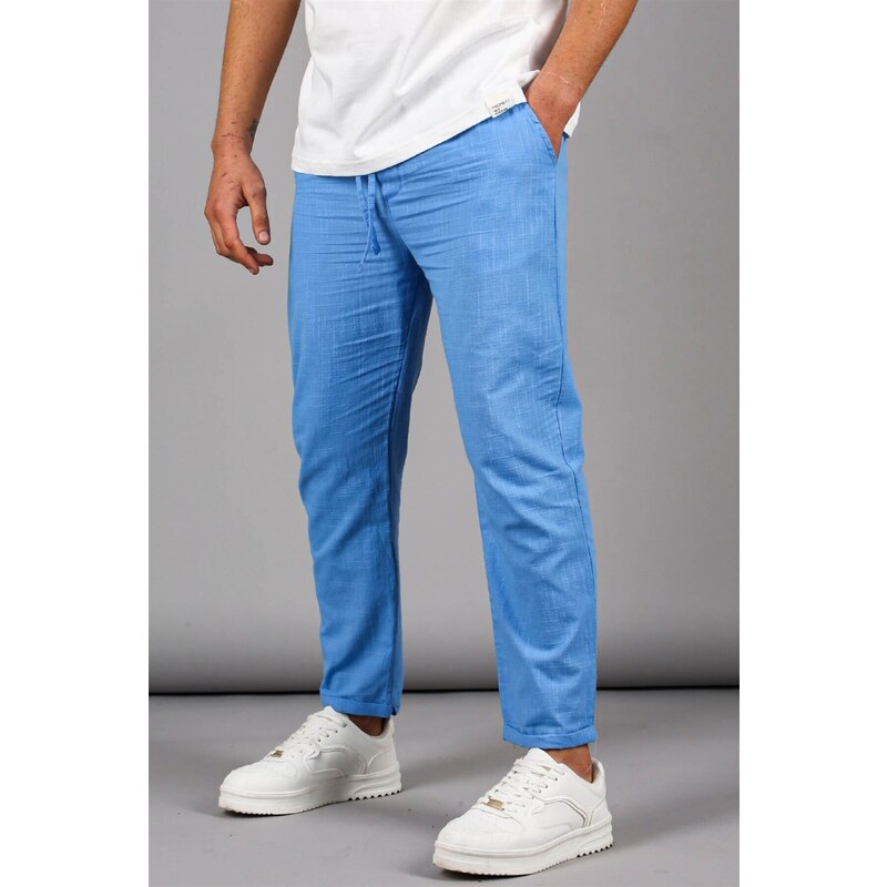 Madmext Blue Muslin Fabric Men's Basic Trousers 5491