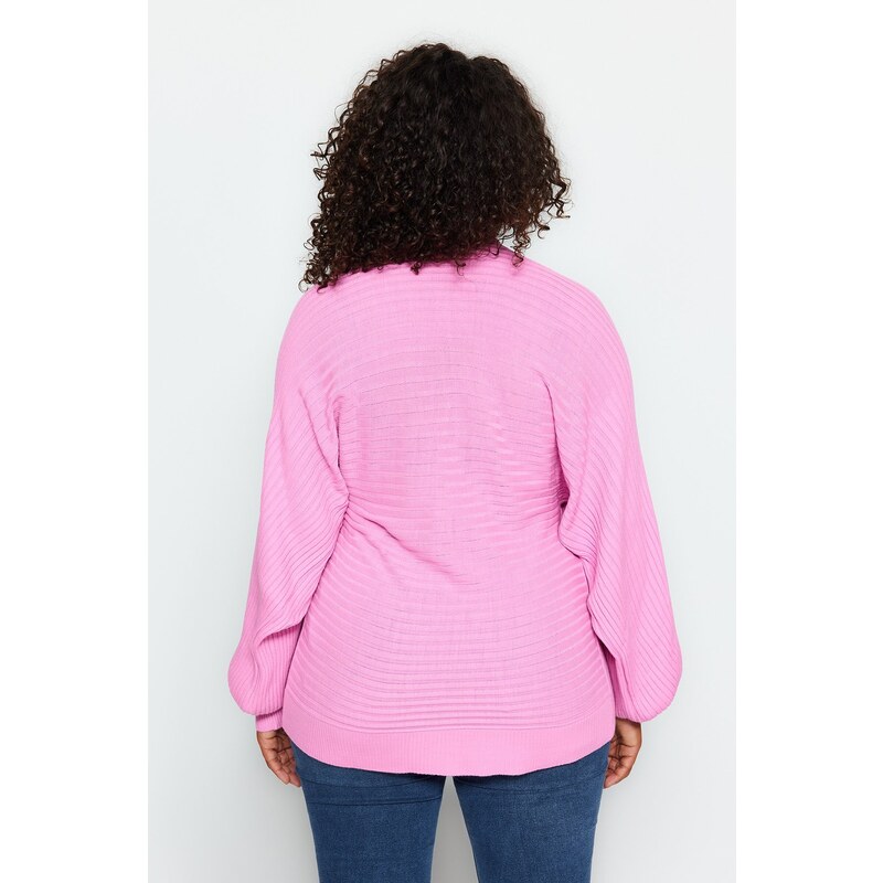 Trendyol Curve Růžový uzel Detailní pletený svetr