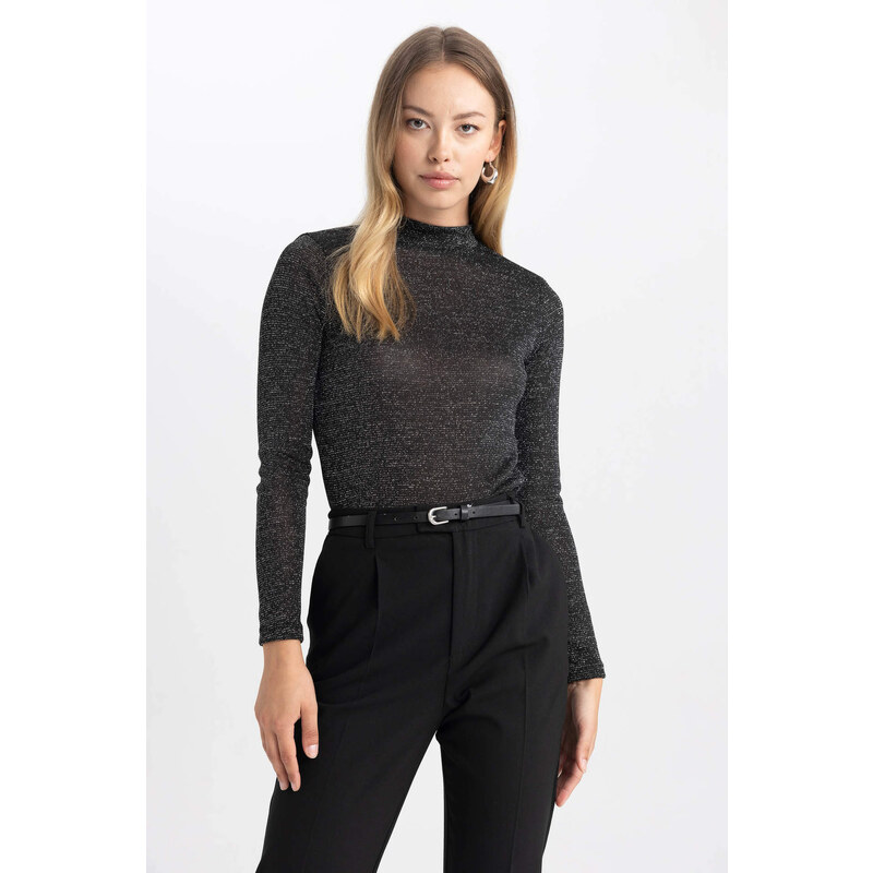 DEFACTO Slim Fit Turtleneck Long Sleeve T-Shirt