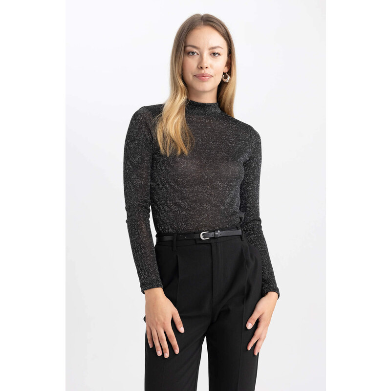 DEFACTO Slim Fit Turtleneck Long Sleeve T-Shirt