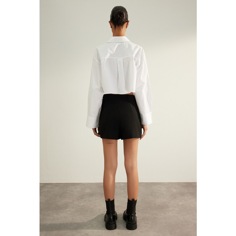 Trendyol Black Premium Quality Pleated Woven Short Skirt