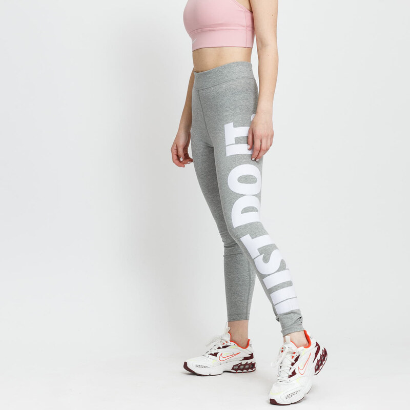 Dámské legíny Nike NSW Essential Graphic High-Waisted Leggings Jdi Dk Grey Heather/ White