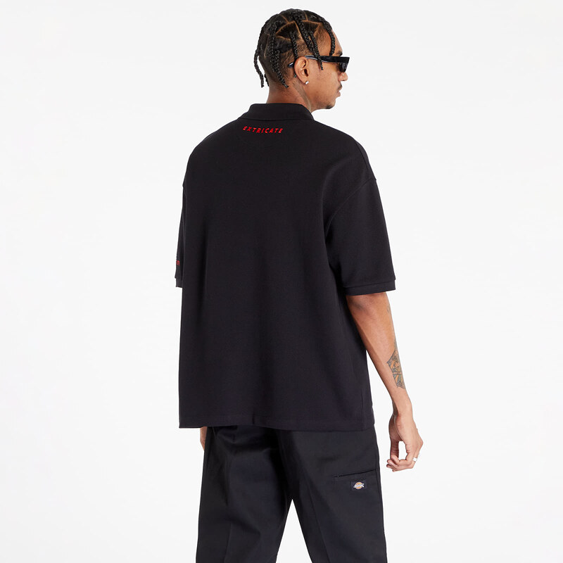 Pánské tričko FRED PERRY x RAF SIMONS Embroidered Oversized Polo T-Shirt Black