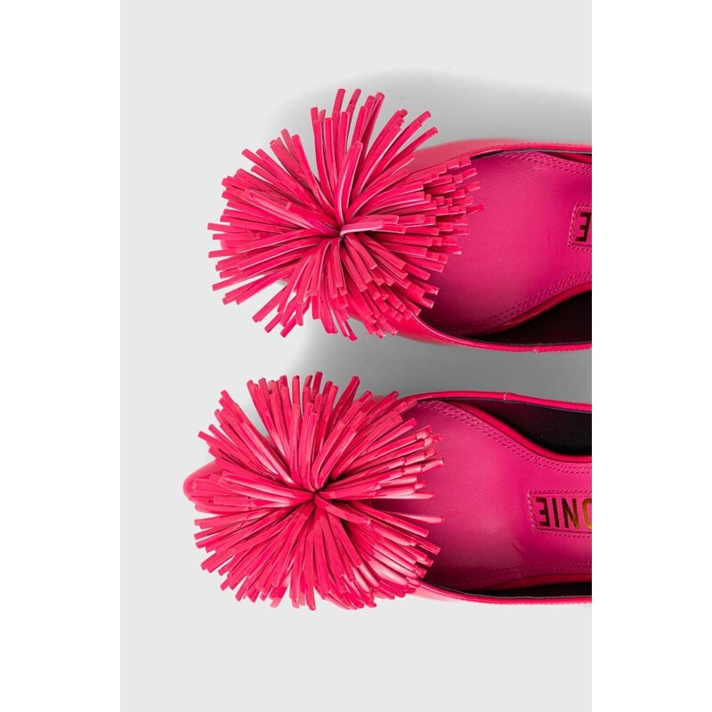 Kožené lodičky Kat Maconie Shani růžová barva, na podpatku, s odkrytou patou
