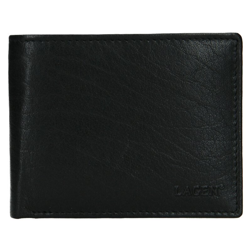 Lagen W-8053- BLK černá pánská kožená peněženka