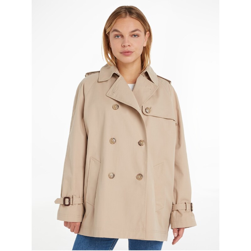 Béžový dámský krátký trenčkot Tommy Hilfiger - Dámské 86426204