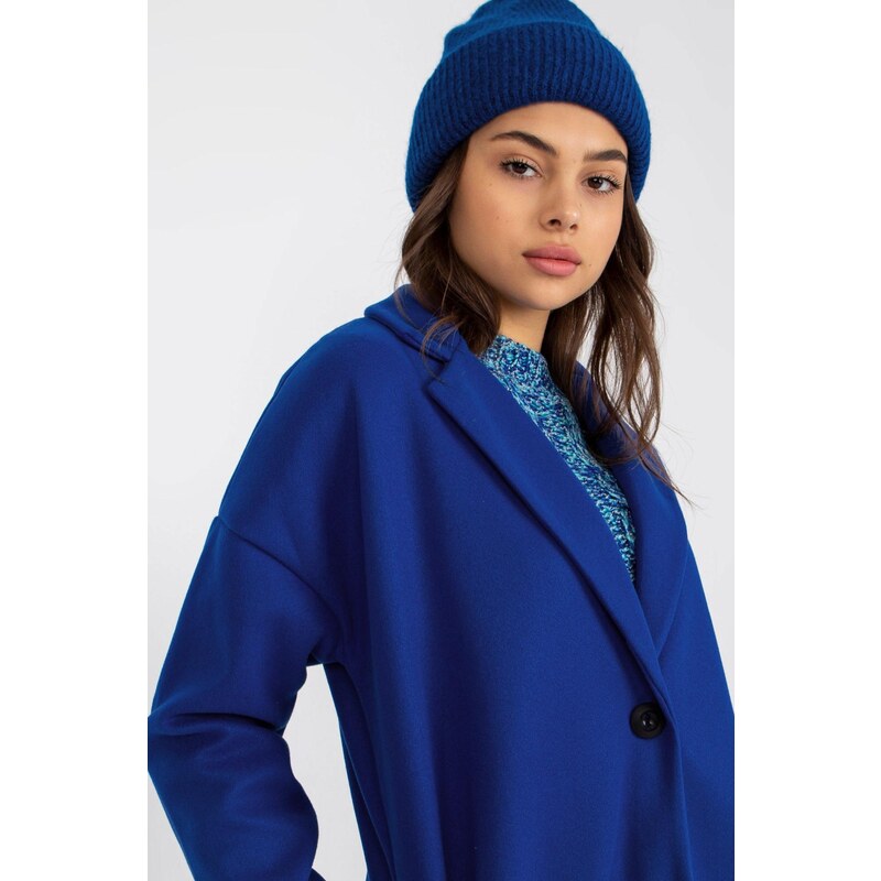 MladaModa Dámský kabát s kapsami model 98115 barva královská modrá