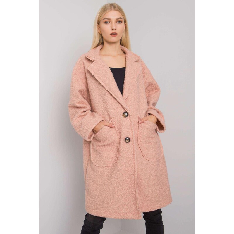 MladaModa Dámský kabát Bedford s kapsami růžový