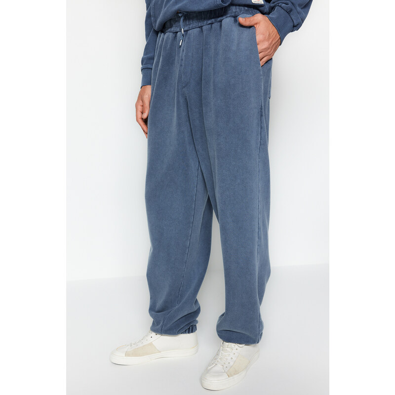 Trendyol Indigo Limited Edition Oversize Wash Effect 100% Cotton Sweatpants