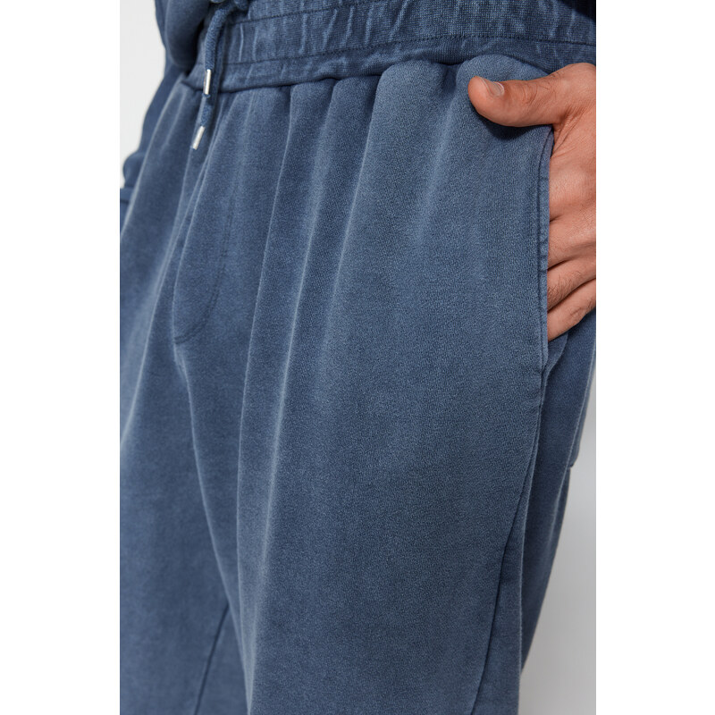 Trendyol Indigo Limited Edition Oversize Wash Effect 100% Cotton Sweatpants