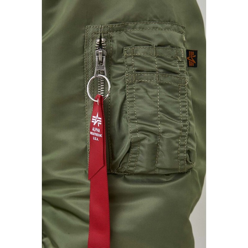 Bomber bunda Alpha Industries MA-1 ZH Back EMB zelená barva, zimní