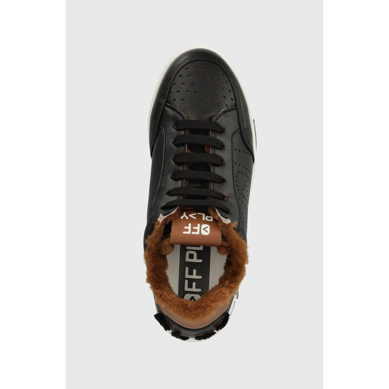 Kožené sneakers boty Off Play COMO černá barva, COMO 1 BLACK, COGNAC